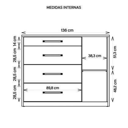 Imagem de Cômoda Sapateira 1 Porta 4 Gavetas Marrom Palacius Caemmun