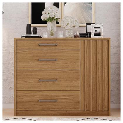 Imagem de Cômoda Sapateira 1 Porta 4 Gavetas Marrom Palacius Caemmun