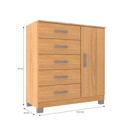 Imagem de Cômoda Sapateira 1 Porta 5 Gavetas Zurique  com Pés
