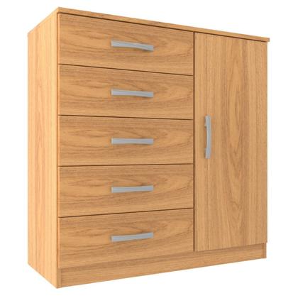 Imagem de Cômoda Sapateira 1 Porta 5 Gavetas Zurique Marrom/Cinamomo