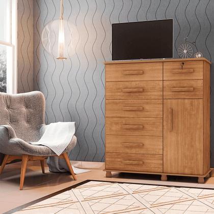 Imagem de Cômoda Sapateira 1 Porta 8 Gavetas Grande Casal com Chaveadura Portugal