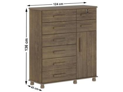 Imagem de Cômoda Sapateira 1 Porta 8 Gavetas Móveis Lanza