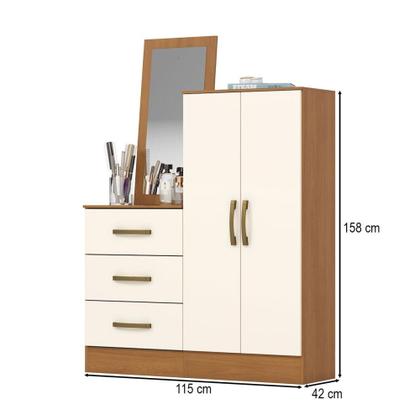 Imagem de Cômoda Sapateira 2 Portas 3 Gavetas Cinamomo/Off White B700 - Henn