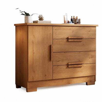 Imagem de Cômoda Sapateira 4 Gavetas 1 Porta Multiuso para Quarto Grande Adulto Organizador Roupas Bréscia