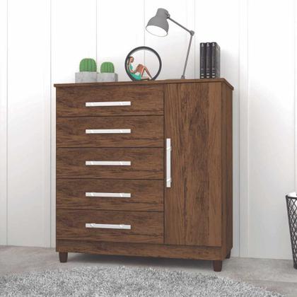 Imagem de Cômoda Sapateira 5 Gavetas e 1 Porta Line 2001680 Imbuia Rustico Vila Rica