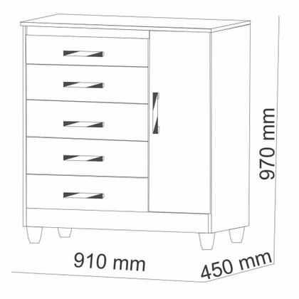 Imagem de Cômoda Sapateira 5 Gavetas e 1 Porta Line 2001680 Imbuia Rustico Vila Rica