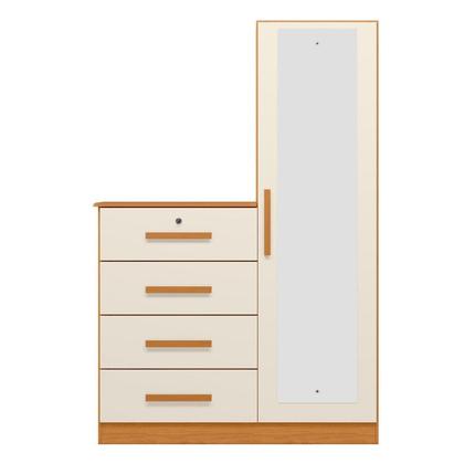 Imagem de Cômoda Sapateira com Espelho 4 Gavetas 1 Porta Cancun Espresso Móveis Cinamomo/Off White