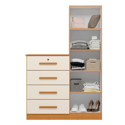 Imagem de Cômoda Sapateira com Espelho 4 Gavetas 1 Porta Cancun Espresso Móveis Cinamomo/Off White