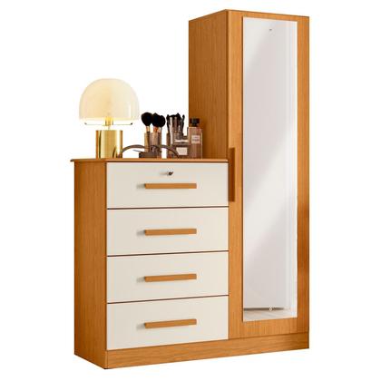 Imagem de Cômoda Sapateira com Espelho 4 Gavetas 1 Porta Cancun Espresso Móveis