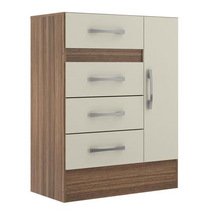 Imagem de Cômoda Sapateira Grande 4 Gavetas 1 Porta Castanho/OffWhite