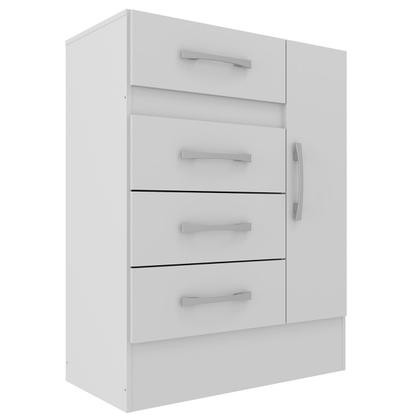 Imagem de Cômoda Sapateira Grande 4 Gavetas 1 Porta Cor Branca