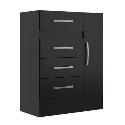 Imagem de Cômoda Sapateira Grande 4 Gavetas 1 Porta Preto
