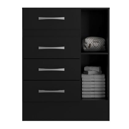 Imagem de Cômoda Sapateira Grande 4 Gavetas 1 Porta Preto