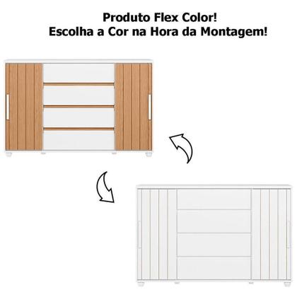 Imagem de Cômoda Sapateira Grande 4 Gavetas 2 Portas Evidência Branco Freijó