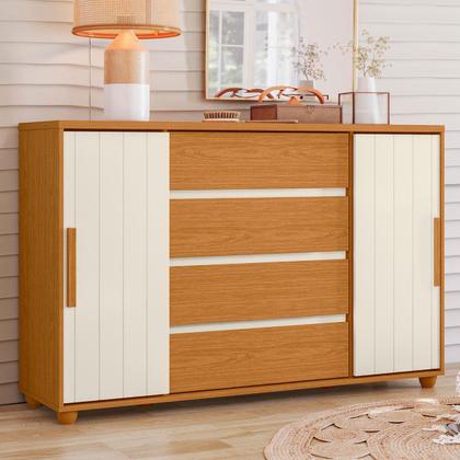 Imagem de Cômoda Sapateira Grande 4 Gavetas 2 Portas Flex Evidência