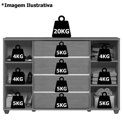 Imagem de Cômoda Sapateira Grande 4 Gavetas 2 Portas Flex Evidência