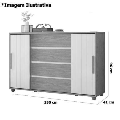 Imagem de Cômoda Sapateira Grande 4 Gavetas 2 Portas Flex Evidência