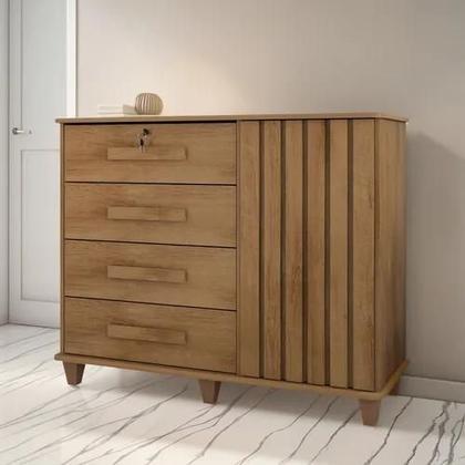 Imagem de Cômoda Sapateira Grécia Com Chave 1 Porta Ripado Flex - 4 Cores