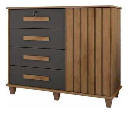 Imagem de Cômoda Sapateira Grécia Com Chave 1 Porta Ripado Flex - 4 Cores