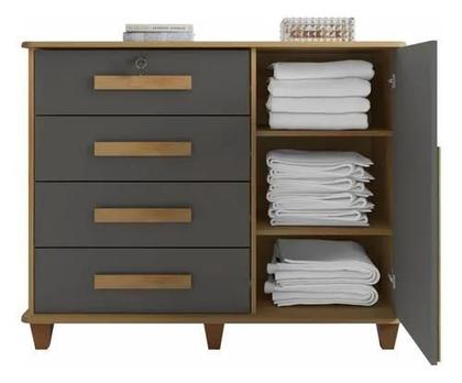 Imagem de Cômoda Sapateira Grécia Com Chave 1 Porta Ripado Flex - 4 Cores