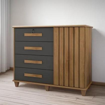 Imagem de Cômoda Sapateira Grécia Com Chave 1 Porta Ripado Flex - 4 Cores