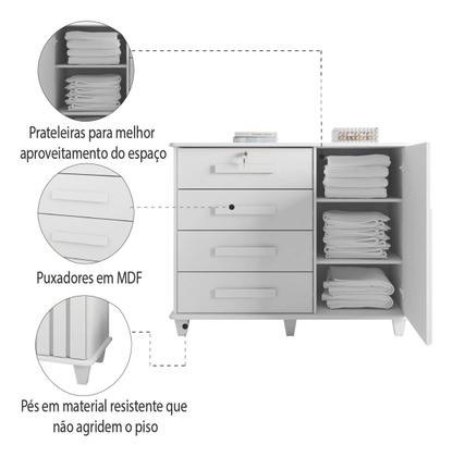 Imagem de Cômoda Sapateira Grécia Com Chave 1 Porta Ripado Flex - 4 Cores