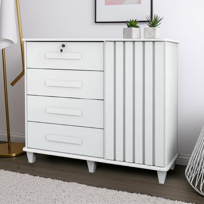 Imagem de Cômoda Sapateira Grécia Com Chave 1 Porta Ripado Flex - 4 Cores