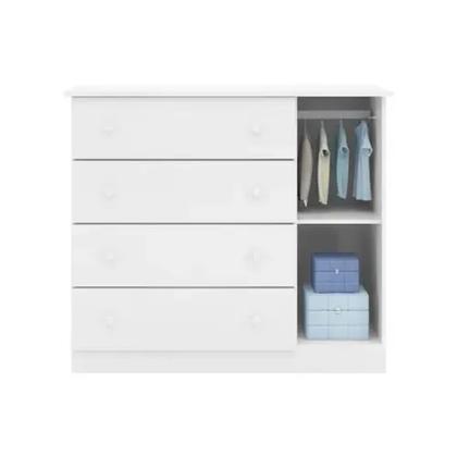 Imagem de Cômoda Sapateira Helena 4 Gavetas Branco para Quarto Infantil de Bebê Infantil - Phoenix Baby