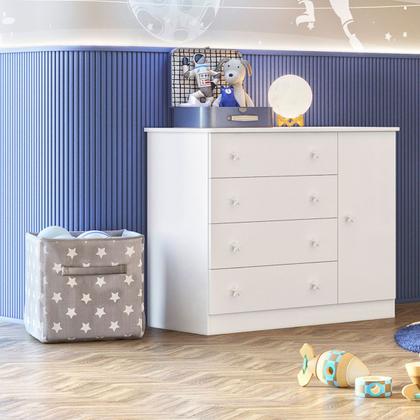 Imagem de Cômoda Sapateira Infantil 1 Porta 4 Gavetas Doce Mel