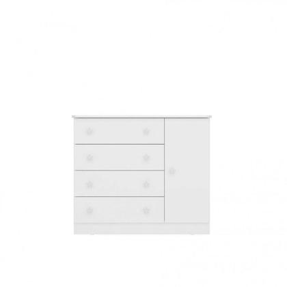 Imagem de Cômoda Sapateira Infantil 1 Porta 4 Gavetas Doce Sonho Qmovi Branco