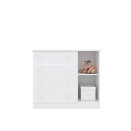 Imagem de Cômoda Sapateira Infantil 1 Porta 4 Gavetas Doce Sonho Qmovi Branco