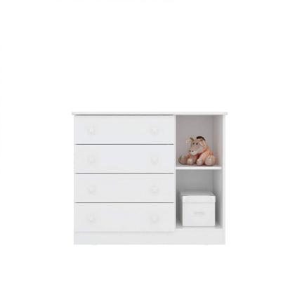 Imagem de Cômoda Sapateira Infantil 1 Porta 4 Gavetas Doce Sonho Qmovi Branco