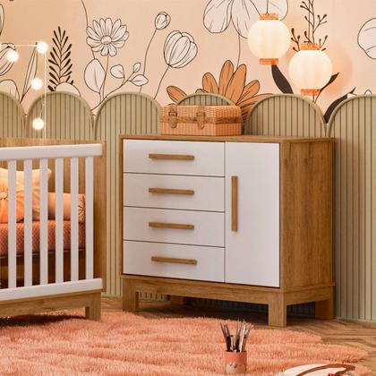Imagem de Cômoda Sapateira Infantil 1 Porta 4 Gavetas Feitiço