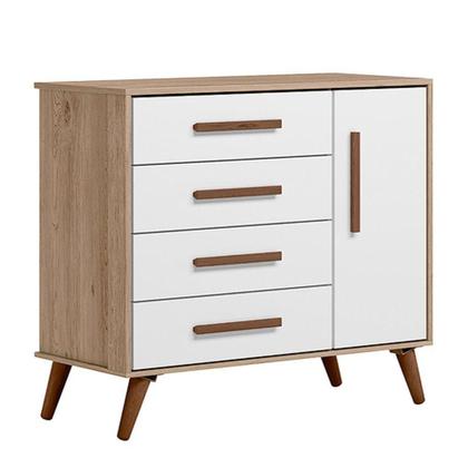 Imagem de Cômoda Sapateira Infantil 1 Porta 4 Gavetas Freijó Toq/Branco Q Encanto Retrô - Qmovi