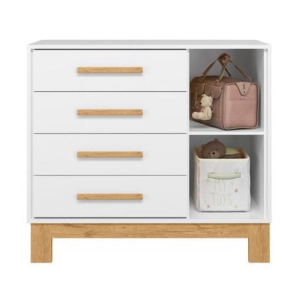 Imagem de Comoda Sapateira Infantil 1 Porta 4 Gavetas Slim Branco