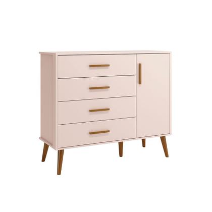 Imagem de Comoda Sapateira Infantil Isis 4 Gavetas e 1 Porta Rosa Fosco - Reller