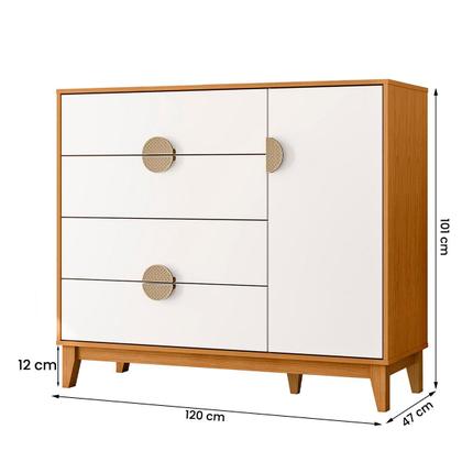 Imagem de Cômoda Sapateira Ipe Quarto com 4 Gavetas e 1 Porta
