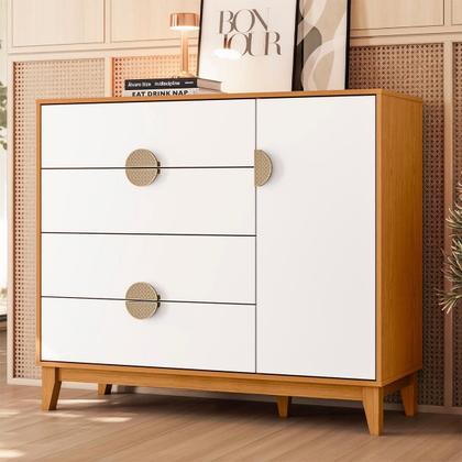 Imagem de Cômoda Sapateira Ipe Quarto com 4 Gavetas e 1 Porta