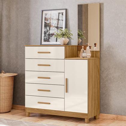 Imagem de Cômoda Sapateira Lisboa 5 Gavetas com Espelho - Moval