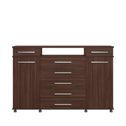 Imagem de Cômoda Sapateira P/ Roupas e Objetos Sala Escritório Quarto Casal/Solteiro 7 Gavetas 2 Portas C/ Rodízios London