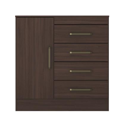 Imagem de Cômoda Sapateira P/ Roupas Quarto Casal/Solteiro 4 Gavetas 1 Porta 1 Prateleira Removível Montevideu