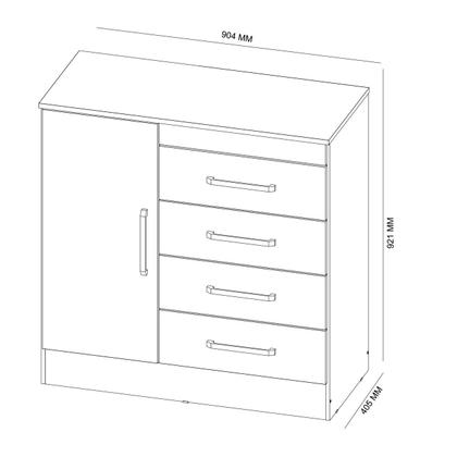 Imagem de Cômoda Sapateira P/ Roupas Quarto Casal/Solteiro 4 Gavetas 1 Porta 1 Prateleira Removível Montevideu