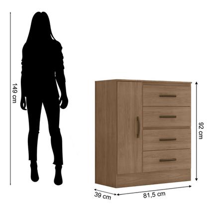 Imagem de Cômoda Sapateira para Quarto 1 Porta 4 Gavetas Lisa