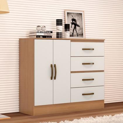 Imagem de Cômoda Sapateira para Quarto 2 Portas 4 Gavetas Lisa