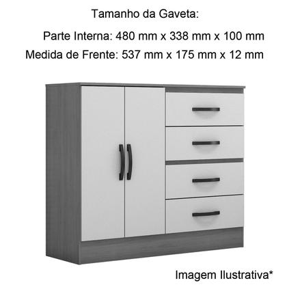 Imagem de Cômoda Sapateira para Quarto 2 Portas 4 Gavetas Lisa