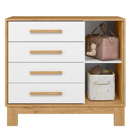 Imagem de Cômoda Sapateira Q Encanto Slim 4355 Freijó Toq Branco Acetinado Ambiente - Qmovi