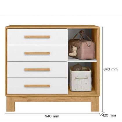 Imagem de Cômoda Sapateira Q Encanto Slim 4355 Freijó Toq Branco Acetinado Ambiente - Qmovi