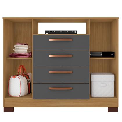 Imagem de Cômoda Sapateira Rack para Quarto 2 Portas 4 Gavetas Madri