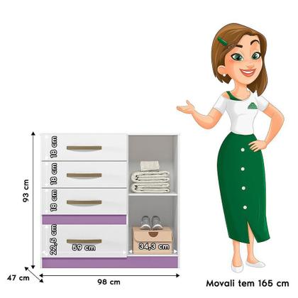 Imagem de Cômoda Sapateira Vênus 1 Porta e 4 Gavetas - Moval