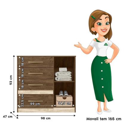 Imagem de Cômoda Sapateira Vênus 1 Porta e 4 Gavetas - Moval